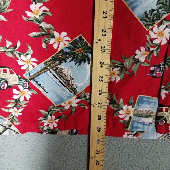 Hilo Hattie Men's XL Shirt Hawaiian Hawaii Floral Cars Button Up Vacation Travel - Picture 9 of 11